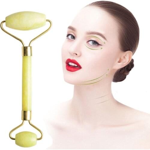 Facial Eye Beauty Device Double Roller Jade Skin Care Meridian Face Pusher Home Manual Physiotherapy Stick Spa Massage