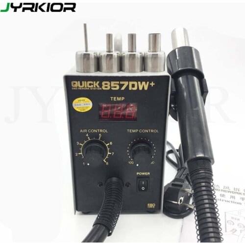 QUICK 857DW+ Lead Free Adjustable Hot Air Heat Gun With Helical Wind Rework Soldering Station