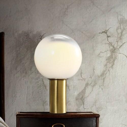 Postmodern Nordic light luxury bedroom bedside table lamp designer creative living room study ball decorative brass table lamp