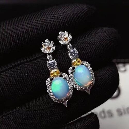 Super High Quality 100% Natural And Real Opal Earring 925 sterling silver Fine jewelry