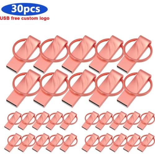 Bulk 30pcs free Custom logo USB Flash Drive Metal 8GB 16GB 32GB 64GB usb 2.0 Waterproof USB Stick Flash Drive Pen drive