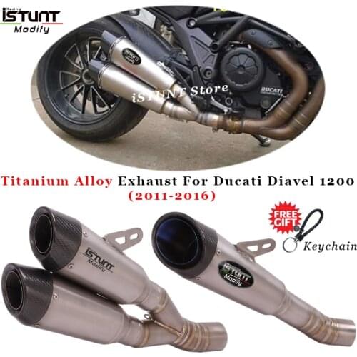 Slip On For DUCATI Diavel 1200 2011-2016 Motorcycle Double Hole Exhaust System Escape Titanium Alloy Middle Link Pipe Muffler