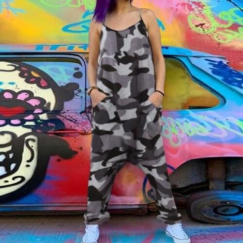 Womens Camouflage Printed Overalls One-Piece Loose Strap Harem Pants For Daily/Outdoor/Street Shoot Very Cool / Stylish Trousers