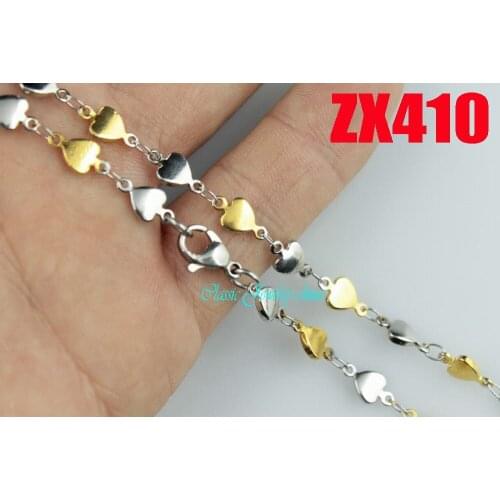 Golden color 5.4mm stainless steel necklace heart-shaped chain mans lady fashion jewelry 20pcs ZX410