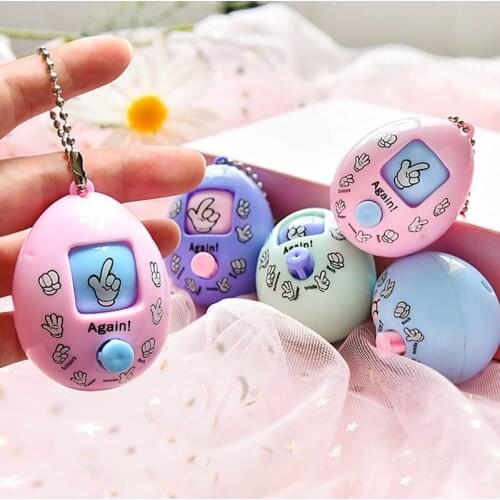 1Pcs Rock-paper-scissors Plaything Funny Random Color Round Egg Finger-guessing Game Plastic Key Chain Pendant Mini Party Gift