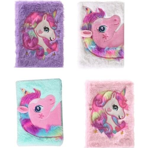 1 Pcs Cartoon Colorful Dream Unicorn Plush Notebooks Girls Portable Pocket Diary Planner Notepad Escolar Papelaria Stationery
