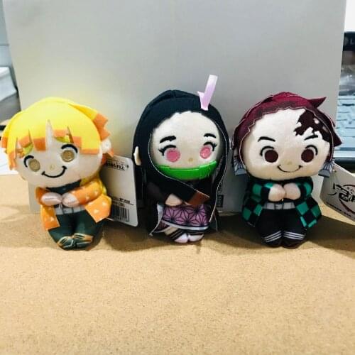 10CM Anime Demon Slayer Plush Toys Cartoon Kamado Tanjirou Agatsuma Zenitsu Kamado Nezuko Stuffed Peluche Dolls Kids Gift
