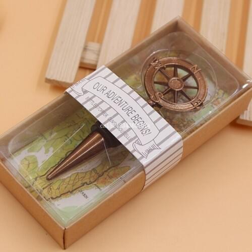 100pcs Stainless Steel Rudder Compass Wine Stopper Bridal Wedding Gift Wine Bottle Stopper
