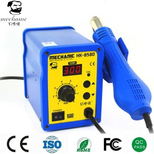 12 Sets MECHANIC HK-858D SMD Hot Air Rework Station Digital Electronic Welding Iron DC Version Portable Without Power Supply