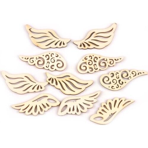 20pcs 25x56mm Mixed Natural Wood Wing Pattern DIY Crafts Scrapbooking Wooden Ornament For Kid Painting Home Decoration M1891