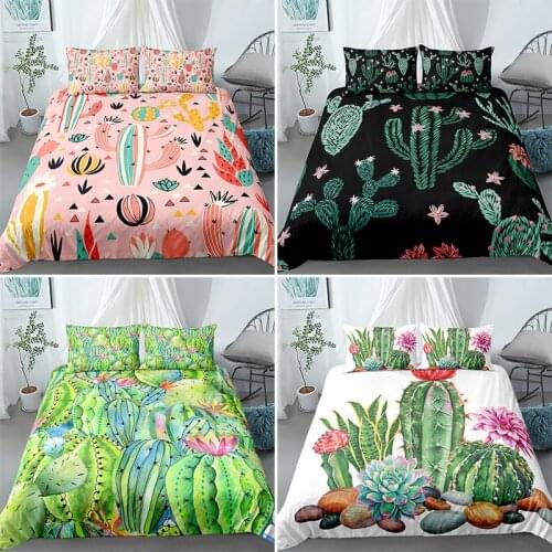 3D Plant Printed Cactus Succulents Bedding Sets Home Decoration Quilt Duvet Cover Pillowcase