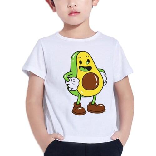 Kids Summer New Korean Cute Avocado Fruit Boys Girls Tshirt Cute Pattern Print Toddler Short Sleeve Kawaii Harajuku Tees Tops
