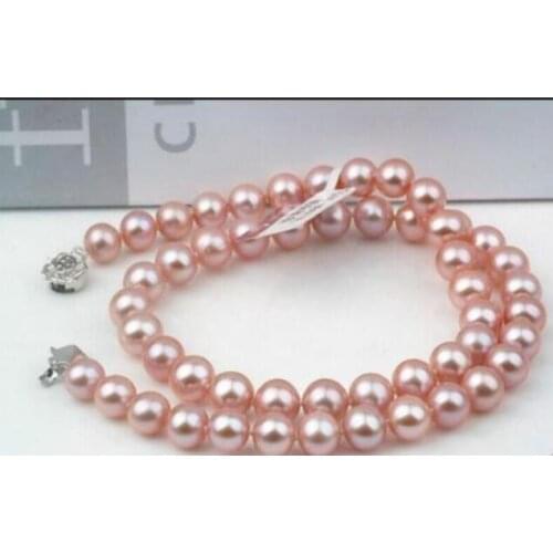 Elegant 9-10mm round lavender pearl necklace 18" 36"