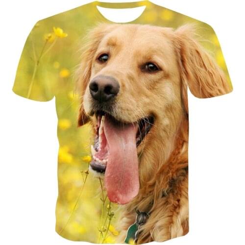 UNEY Graphic Shirt Golden Retriever Print US Size Pet T Shirt Unisex Top Casual Novelty Clothing