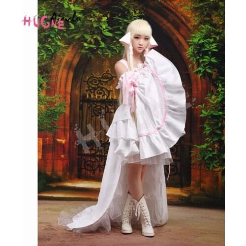 Hugne Sweet lolita Cosplay dress Chobits Chii Halloween Cosplay Costume White Lolita Dress Halloween Dress