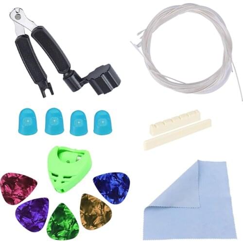 Classical Guitar Accessories Set 3 in 1 Guitar Winder Nylon Strings Fingertip Protectors Guitar Picks for Beginners