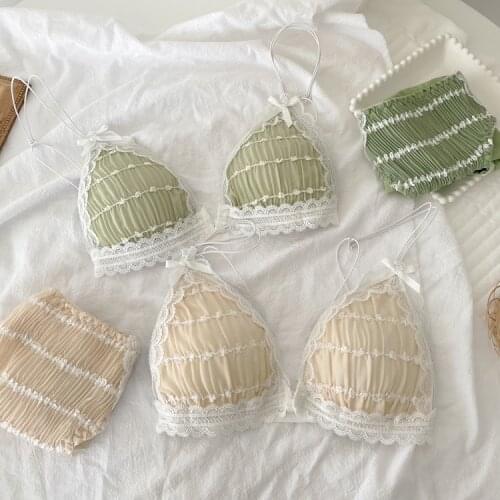 Beautiful back sexy lingerie pants small breasts gather triangle cup big breasts bralette sets no steel ring bra set summer