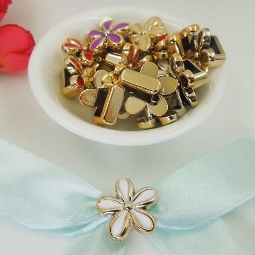 20/20/10mm,20pcs uv plated rose flower gold no fade ribbon buckles acessories Invitation Ribbon Slider Headband Hair Clip DIY