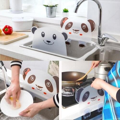 Cute Panda Shape Water Splash Guard Baffle Board Sucker Wash Basin Sink Board Kitchen Gadgets Impermeable Water Baffle Plate
