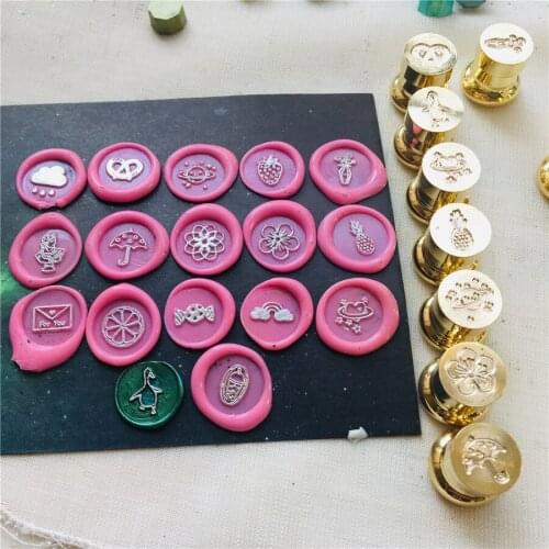 MINI wax stamp 12mm 1.2cm 1.5cm diameter brass head fresh logo Cherry Blossom/Pearl Milk Tea/plante Mizuhiki seal stamp