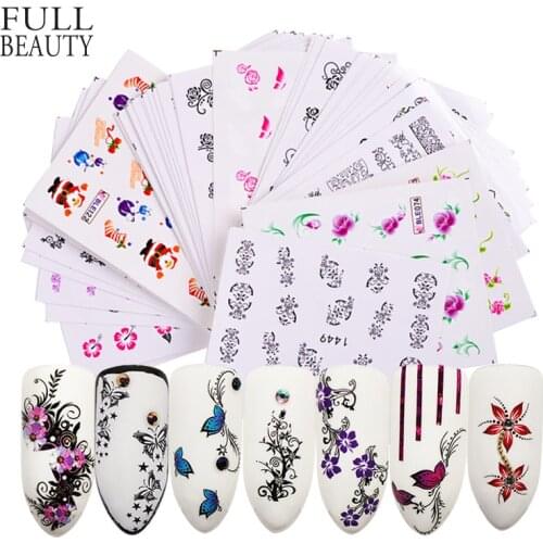 50pcs Promotions Nail Art Stickers Flower Long Vine Black Lace Decals Decorations Manicure DIY Styling Wraps Tools XF1422-1469