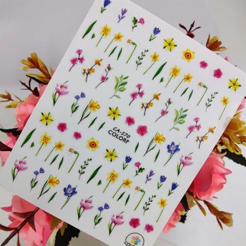 Daffodil Colorful Flowers Stickers for nails Design Self adhesive Nail Art Decoraciones Sliders Foil Manicure Accessories