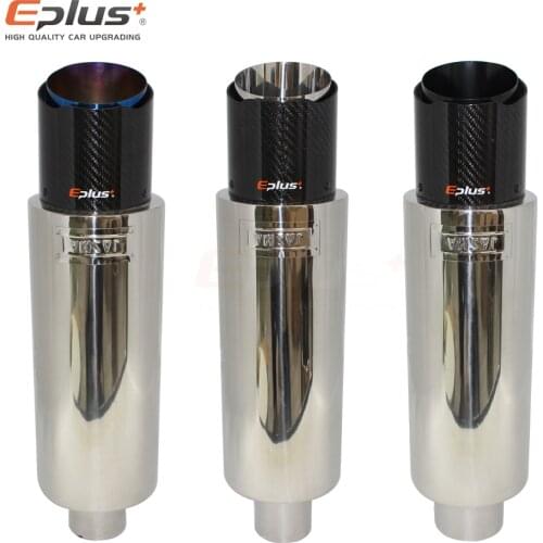 EPLUS Car carbon fiber Exhaust Pipe Mufflers Tail Universal Stainless Exhaust Systems Racing Muffler Sound bomb 63MM 76MM