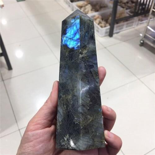 Big Size Natural Stone Labradorite Obelisk Wand Point Healing Stones Tower Fengshui Crystal for Home Decoration