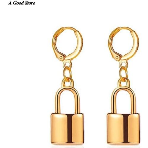 New Fashion All-match Lock Pendant Earrings Ear Buckle Charm Jewelry Women Girl Personality Gift