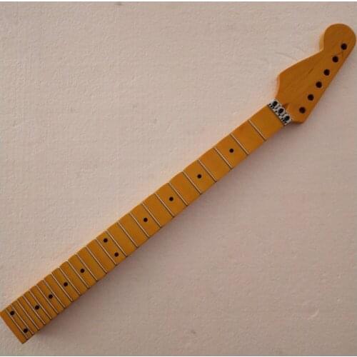 Reverse headstock Full scalloped Electric Guitar Neck 24 Fret Maple ST style Floyd rose nut yellow