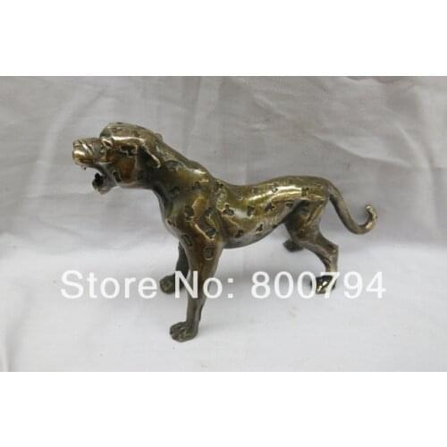 Very rare Qing Dynasty (QianLong1711-1799) copper African leopard statue,27(l)*16.5(h)cm, Free shipping
