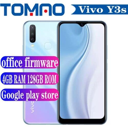 Original official Vivo Y3s Mobile Phone MT6765 Octa Core 4GB RAM 128GB ROM 5000mAh Big Battery 6.53 inch Android 9 Google Play