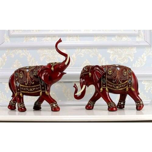 A PAIR ELEPHANTS # TOP ART -- 2020 HOME OFFICE TOP GOOD ART WORK # INVITING MONEY LUCKY AUSPICIOUS THAILAND ELEPHANT ART STATUE
