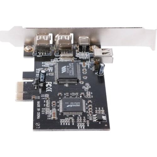 PCI-e 1X IEEE 1394A 4 Port(3+1) Firewire Card Adapter 6-4 Pin Cable For Desktop PC