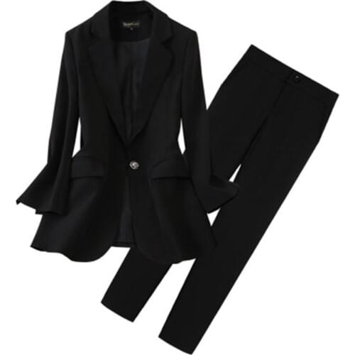 Fashion suit female work clothes spring New high quality large size 5XL one button Blazers OL suit Elastic pants two-piece suit