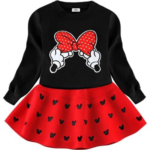 Girls Dress Autumn New Childrens Clothing Girls Bow O-neck Long-sleeved Sweater Hollow Anime Christmas Costume Dress