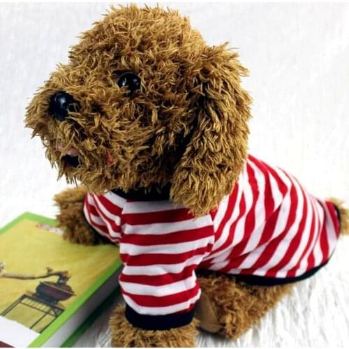 Pet Cat Dog Striped T-Shirt Summer Breathable Round Neck Vest Soft Cotton Puppy Clothes Home Pet Dress Up Supplies