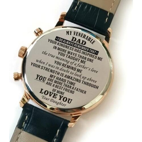To My Dad Luxury Quartz Steel Engraved Watches From Daughter Fashion Chronograph Clock Men Watches Luxury Wristwatches as Gifts
