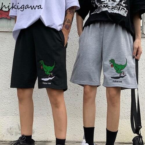 Hikigawa Women Fashion Ropa De Mujer Embroidery Loose Shorts for Female Japan Men Short Pants Harajuku Pantalon Femme Summer
