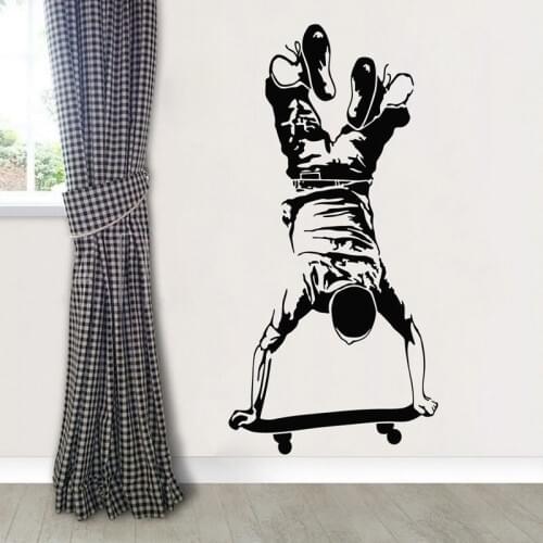Skater Boy Wall Sticker Skateboarding Wall Decasl Boy Bedroom Extreme Sports Mural Nursery Skateboard Vinyl Wall Poster