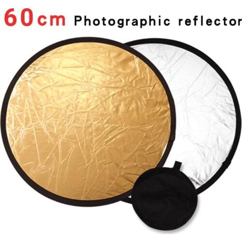 24" 60cm Reflector 2 in 1 Handhold Collapsible Light Round Photography Silver gold Reflector for Studio Multi Photo Disc Diffuer