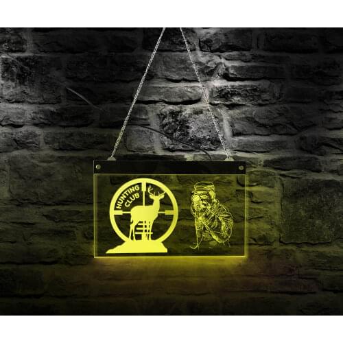 Deer Hunting LED Lighting Neon Sign Hunting Club Electronic Display Wall Light Man Cave Acrylic Wall Hanging Board Hunter Gift