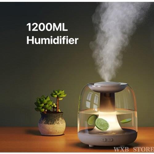 1200ML Home Air Humidifier Double Nozzle Cool Mist Aroma Diffuser with Coloful LED light Heavy fog Ultrasonic USB Humidificador