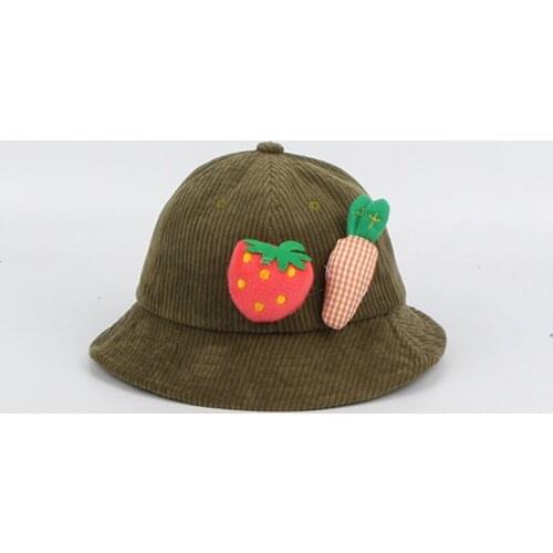 Corduroy warm Strawberry carrot Bucket Hat Fisherman Hat outdoor travel hat Sun Cap Hats for Children boys and girls 12