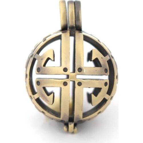 Vintage Round Ball Filigree Locket Cage Pendant Essential Oil Diffuser DIY Findings Antique Bronze tone Brushed 30x21mm