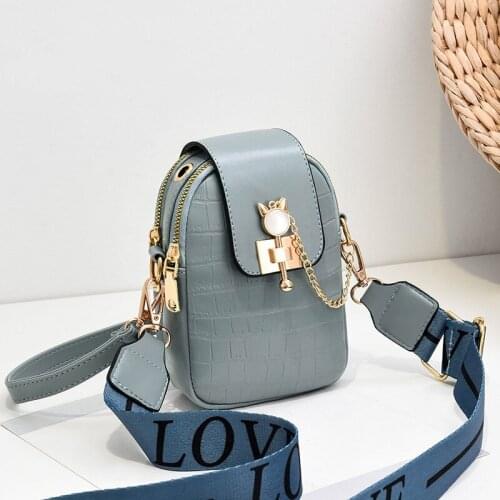 Women Bag 2020 fashion new mobile phone bag vertical simple shoulder bag diagonal wide shoulder strap small square bag