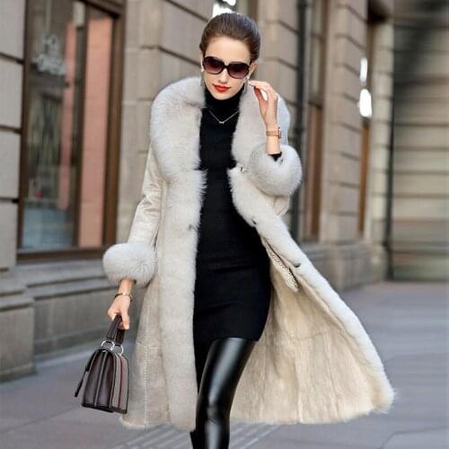 Natural Real Rabbit Fur Coat Female Winter Luxury Fox Fur Collar Clothes 2020 Korean Elegant Double Faced Fur Tops Hiver 619095