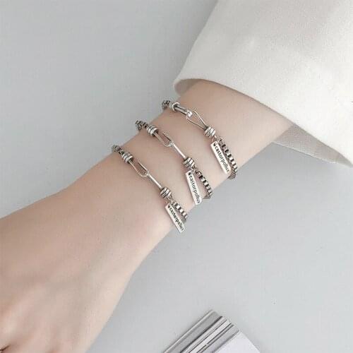 Retro Lettering Square Brand Bracelet Simple Fashion Personality Jewelry For Women Feature Namour Charm Gift All Seasons