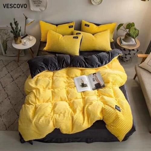VESCOVO winter Thick coral fleece flannel bed linen twin queen 200*230 bedding set duvet comforter cover set for bed