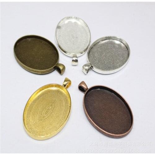 10pcs/lot Metal Alloy 30x40mm Pendant Blank Settings Cabochons Bases Bezel Trays Fit Glass Cabochon Cameo DIY Jewelry Making